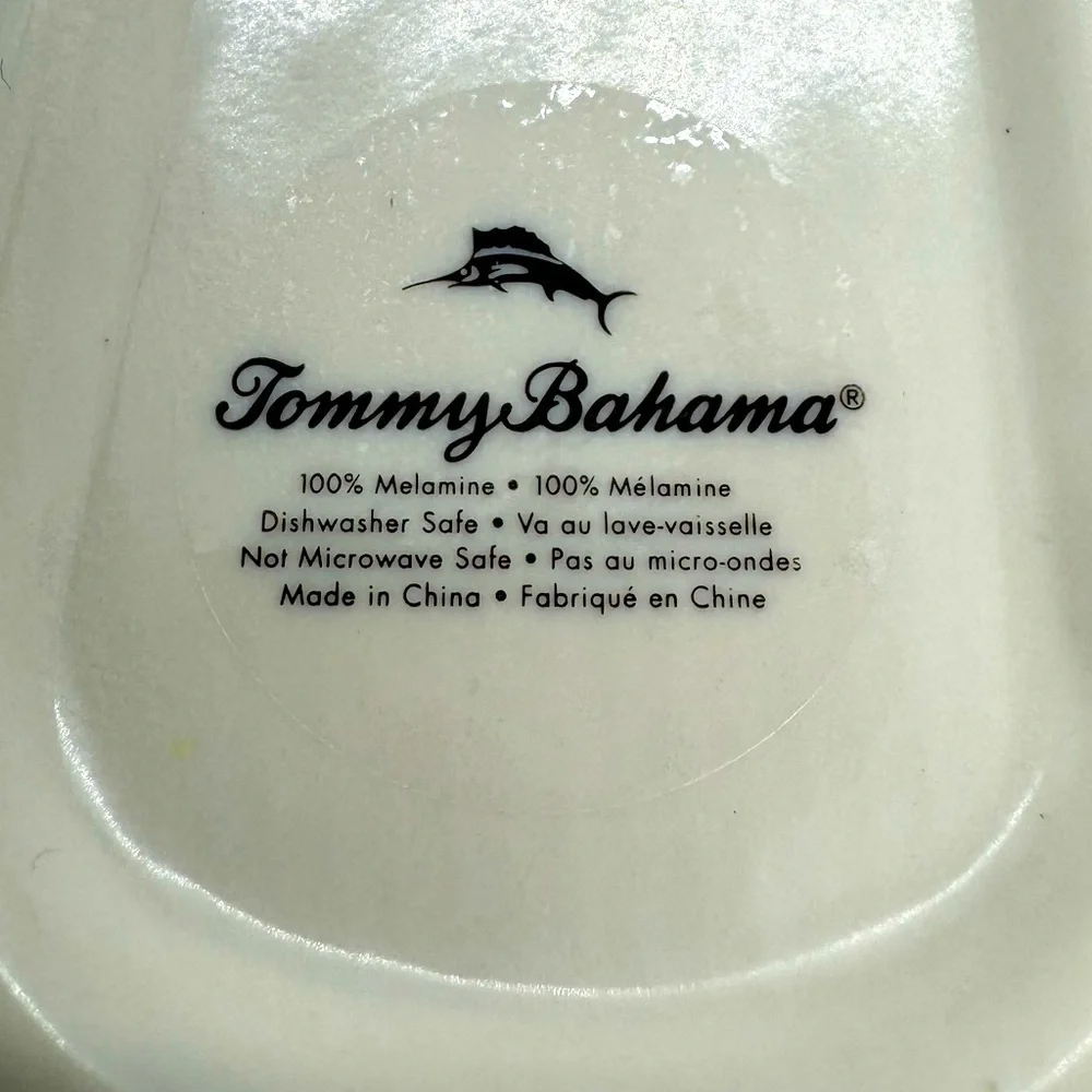 Tommy Bahama  Melamine Salad Serving Set Melamine Fork & Spoon Beige Crackle